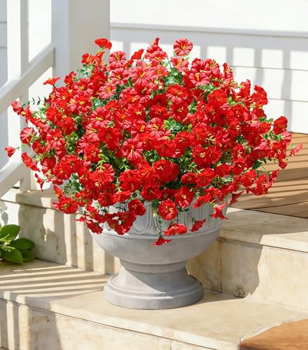 Artificial Flowers Fake Plants for Outdoors Decoration (12 Count)