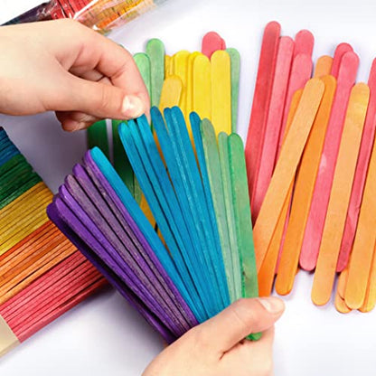 Jumbo Colored Wooden Popsicle Craft Sticks (600 Count)