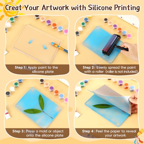 8 Pack Monoprinting Print Plates 5 x 7 Inch Reusable Silicone Plate Class Printing Plates for Press Art Printmaking for Card Making (8 Count)