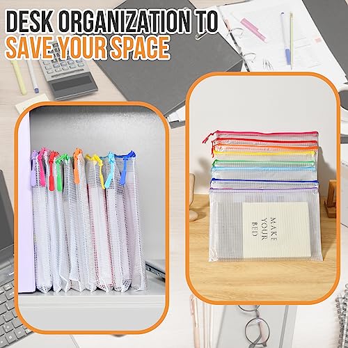 24pcs Mesh Zipper Pouch File Bags Puzzle Storage Bags
