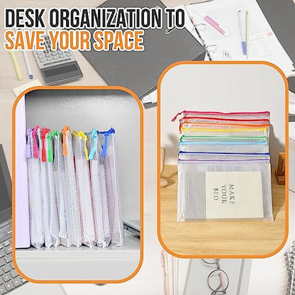 24pcs Mesh Zipper Pouch File Bags Puzzle Storage Bags
