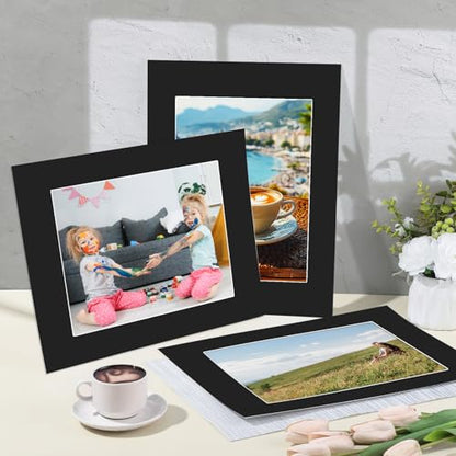 15 Pack Black Picture Mats 12x16 for 8.5x11 Photos (15 Count)