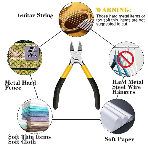 15 Pcs 5" Wire Cutters Precision Cutting Pliers Side Diagonal Cutters Small Wire Clippers Spring Loaded Flush Cut Snips with Nonslip Handle for DIY Jewelry Making Crafting Model Kits Zip Ties