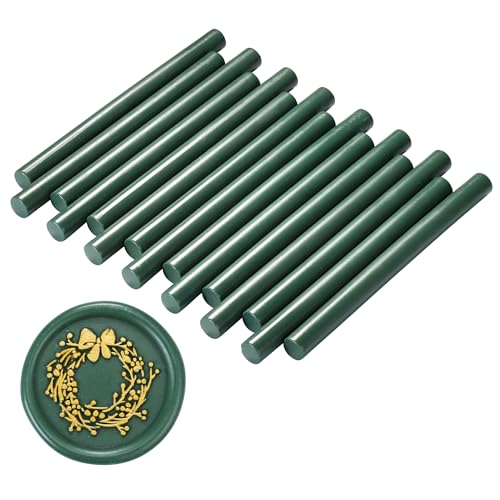 15Pcs Olive Green Glue Gun Sealing Wax Sticks for Wax Seal Stamp (15 Count)
