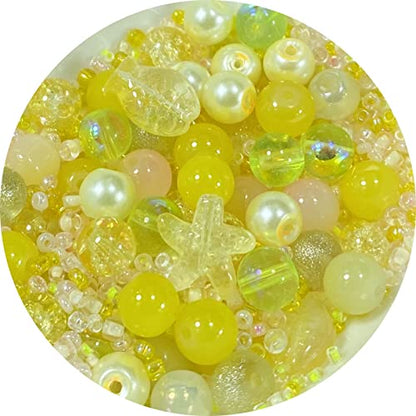Assorted Glass Resin Beads Multi Size Colors Smooth Cracked Gravel Millet Spacer Beads for Bracelets Necklace Earring DIY Jewelry Making Craft