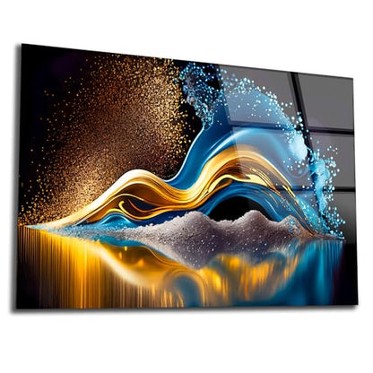 Colorful Abstract Printed Tempered Glass Wall Art Painting for Living Room