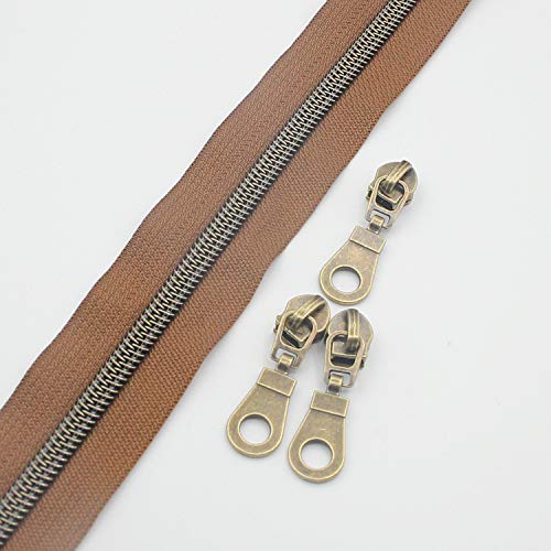 5 Antique Brass Metallic Nylon Coil Zippers by The Yard Bulk 10 Yards