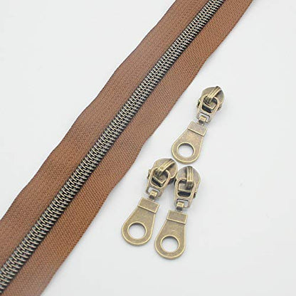 5 Antique Brass Metallic Nylon Coil Zippers by The Yard Bulk 10 Yards