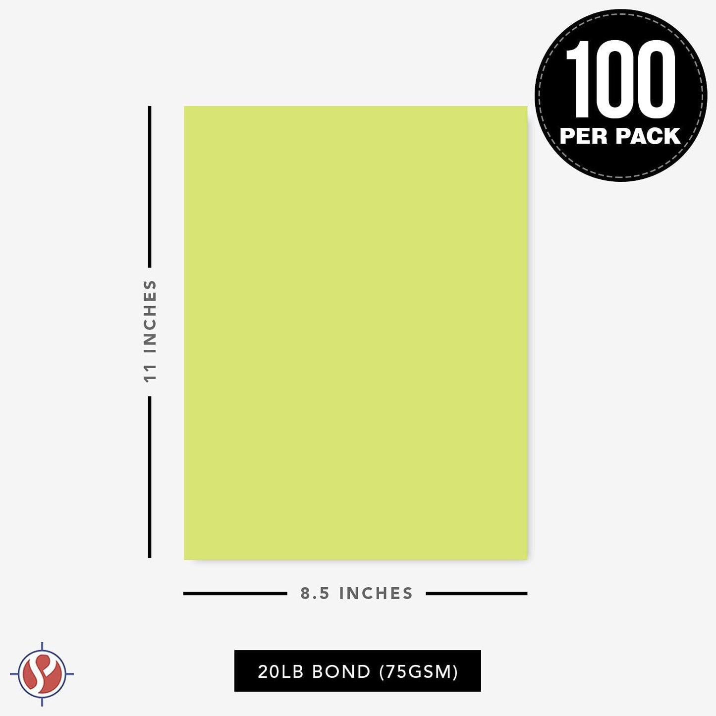 8.5 x 11" Ultra Lime Color Paper Smooth, for School, Office & Home Supplies, Holiday Crafting, Arts & Crafts | Acid & Lignin Free | Regular 20lb Paper - 100 Sheets