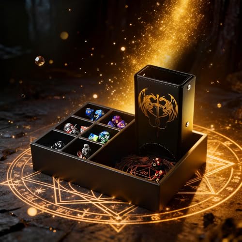 DND Dice Tray and Dice Tower with Storage