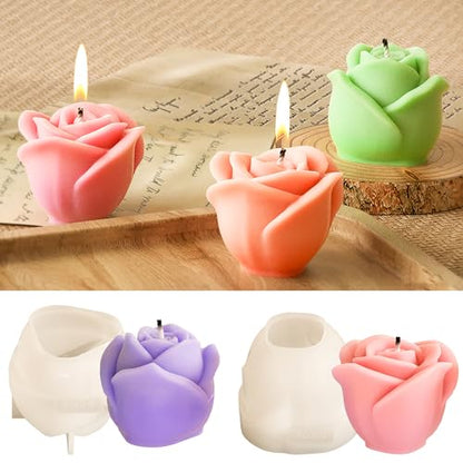 2 Pack Rose & Succulent Silicone Molds for Candle Making & Home Decor (2 Count)