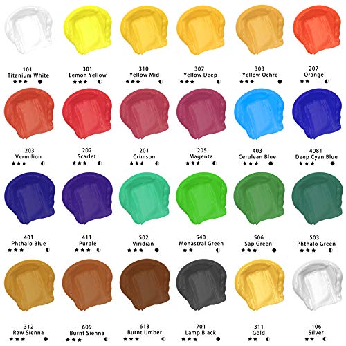 24 Colors Acrylic Paint 60ml (48.48 Fl Oz)