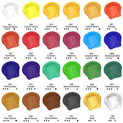 24 Colors Acrylic Paint 60ml (48.48 Fl Oz)