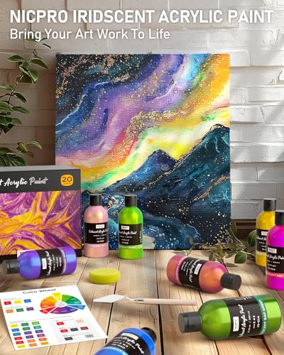 20 Colors Iridescent Acrylic Paint (169 Fl Oz)