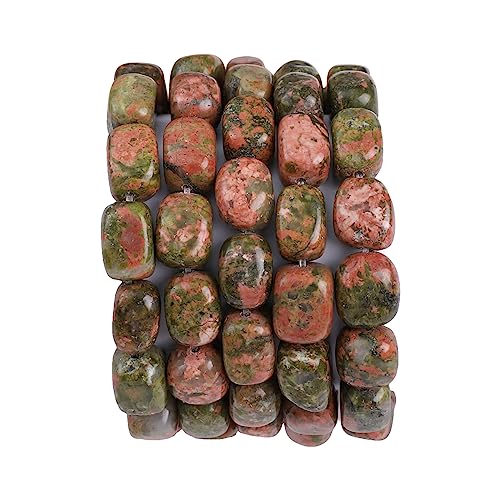 Natural Unakite Cuboid Stone Loose Semi Gemstone Beads for Jewelry Making 8mmx12mm 38cm (33 Count)