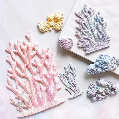 5 PCS Marine Theme Fondant Silicone Mold Seaweed Sea Fish Coral Sea Turtle Shape DIY Handmade Baking Tools