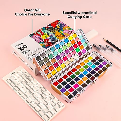 Watercolor Paint Set of 100 Color with Brush Pens (15.4853 Ounce)