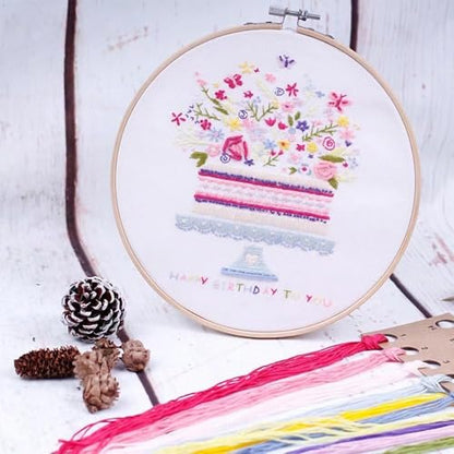 Embroidery Starter Kit Full Range of Starter Including Instructions Stamped Cloth with Pattern Hoop Color Threads and Tools Crafts for Adults