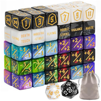 62 PCS MTG Dice Counters Set Keyword Tokens Abilities Life Counter 1 (62 Count)