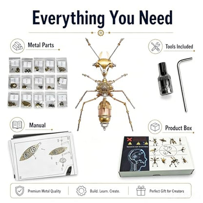 Steampunk Ant 3D Metal Puzzle Model Mechanical Kits 150+ Parts 2 (100 Count)