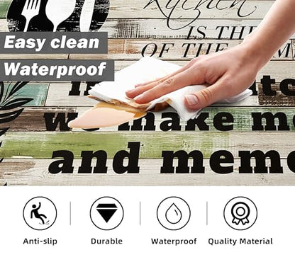 Kitchen Mats for Floor Anti Fatigue Mats for Kitchen Floor Kitchen Rugs Farmhouse Style Memory Foam Kitchen Mat Cushioned PVC Leather Kitchen Rug Set
