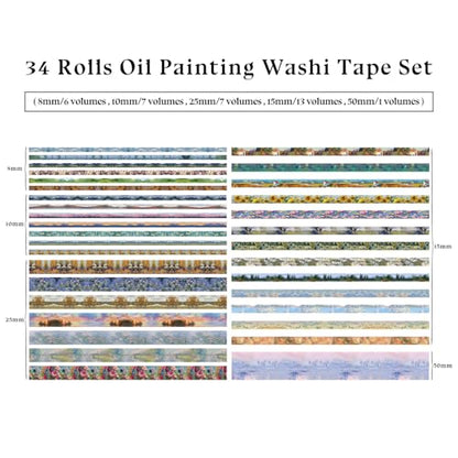 34 Rolls Oil Painting Aesthetic Washi Tape Set