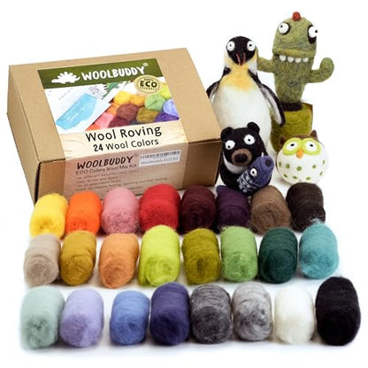 Needle Felting Kit 24 Colors Wool Roving for Adults & Beginner