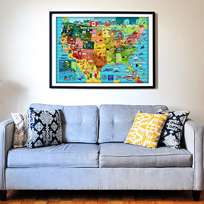 Colorful United States Map 1000 Pieces Jigsaw Puzzle for 13+
