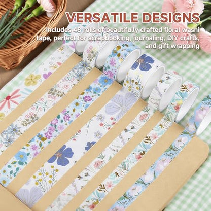 Floral Gilding Decorative Washi Tape Set (48 Count)