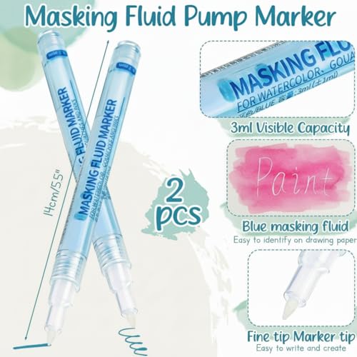 2 Pcs Masking Fluid Pen for Watercolor Painting (2 Count)