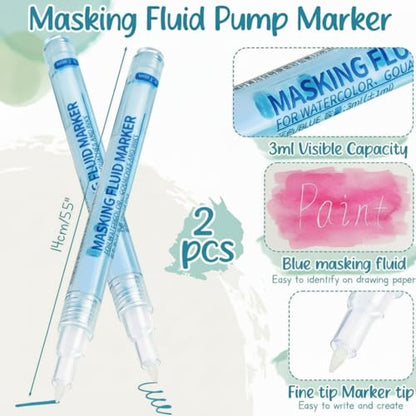 2 Pcs Masking Fluid Pen for Watercolor Painting (2 Count)