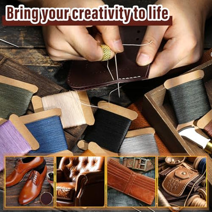 Waxed Thread 32 Yard 0.55mm Round Heavy Duty Leather Thread (9 Count)