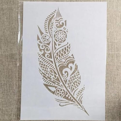 A4 Reusable Mandala Feather Stencil for Painting
