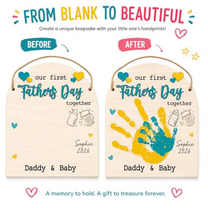 DIY Our First Father's Day Together Daddy & Baby Handprint Signs