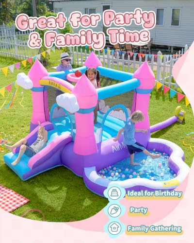 Pink Indoor Outdoor Inflatable Bounce House for Kids 3