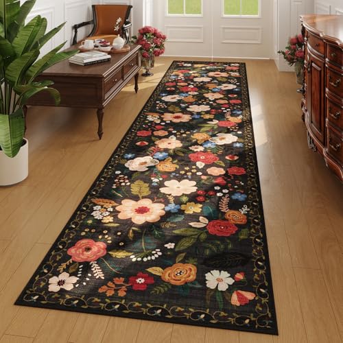 Runners for Hallways Kitchen Rug Non Slip 2'x 10' Long Washable Runner Rugs with Rubber Backing Soft Floral Carpet Runner for Hallways