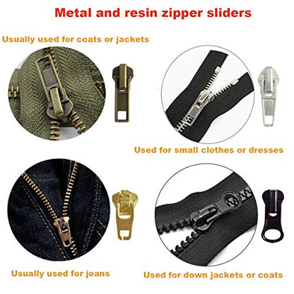169Pcs Zipper Repair Kit Zipper Replacement Zipper Pull Rescue Kit with Zipper Install Pliers Tool and Zipper Extension Pulls for Clothing Jackets Purses Luggage Backpacks (169 Count)