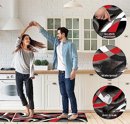 Kitchen Mats for Floor red Kitchen Rugs Modern Abstract Circle Anti Fatigue Kitchen Mats Waterproof Floor Mats Cushioned Non