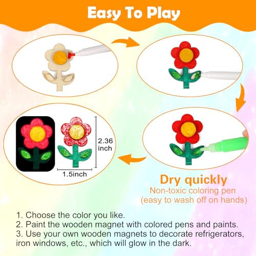 48 Pcs DIY Wooden Magnets
