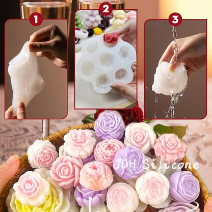 7 Cavity Flower Silicone Molds Valentine's Day Candle Mold Candle Fondant