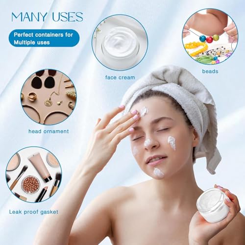 12 Pack 1 oz Plastic Container Jars with Lids Round Clear Travel Cosmetic Container Slime Jars for Toiletries (12 Count)