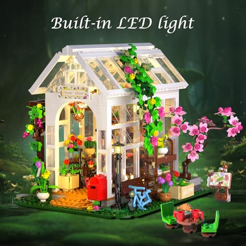 Flower House Building Blocks Set with LED Lights for Girls Ages 8+ (1332 Count)