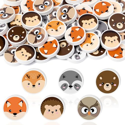 Woodland Animals Mini Eraser for Kids Back to School Gifts 60P Cute Animal Hedgehog Bear Assortment Novelty Pencil Erasers Bulk Stationery for Classroom Reward Birthday Party Goodies Fillers (60 Count)