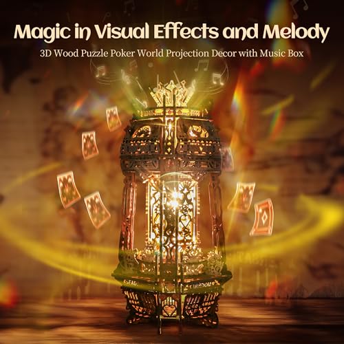 LED 3D Wood Puzzle Poker World Projector Lamp