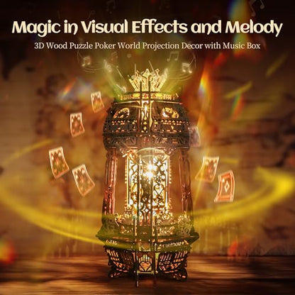 LED 3D Wood Puzzle Poker World Projector Lamp