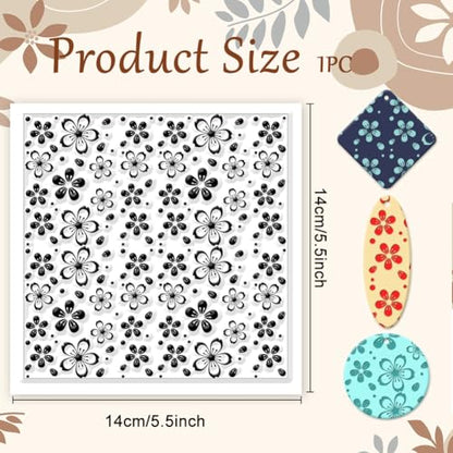 Cherry Blossoms Polymer Clay Texture Sheets Flowers Texture Silicone Clay Texture Stamp Clay Modeling Pattern Pad Texture Sheets for Earrings Jewelry Making