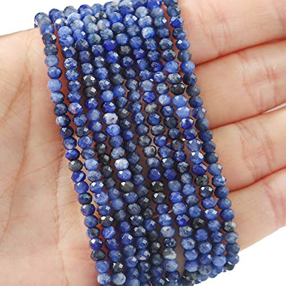 Natural Blue Sodalite Beads 4x2mm 120pcs Faceted Rondelle Loose Semi Gemstone Beads for Jewelry Making Design (120 Count)
