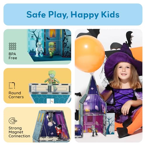 57 PCS Magnetic Tiles Halloween Haunted House STEM Set Ages 3+