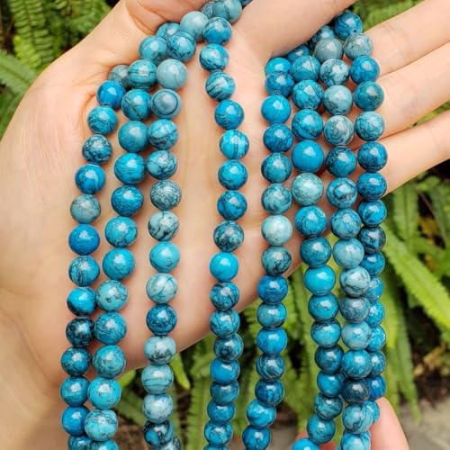 35pcs Adabele Natural Blue Lace Jasper Gemstone 10mm Round Beads (36 Count)