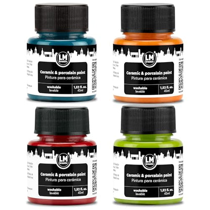 Ceramic and Porcelain Paint Set 4 x 1.52 fl oz (6.08 Fl Oz)